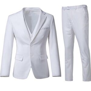 Men's White Suit Blazer, Vest and Pants Set